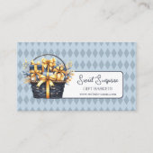 Blauw en geel geschenkmand visitekaartje (Voorkant)