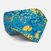 Blauw en geel Gespitst Afwijking grafische weergav Stropdas (Opgerold)