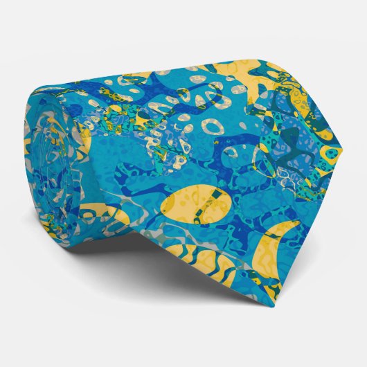 Blauw en geel Gespitst Afwijking grafische weergav Stropdas (Opgerold)