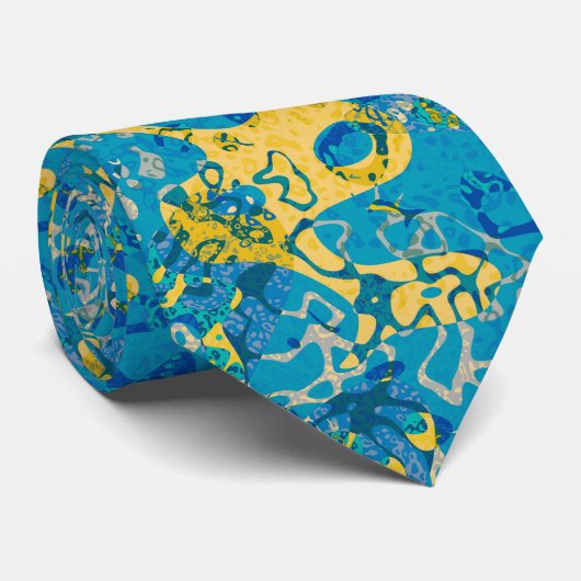 Blauw en geel Gespitst Afwijking grafische weergav Stropdas (Opgerold)