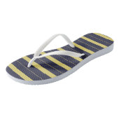 Blauw en Geel Gestreepd Teenslippers (Schuin)