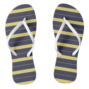 Blauw en Geel Gestreepd Teenslippers