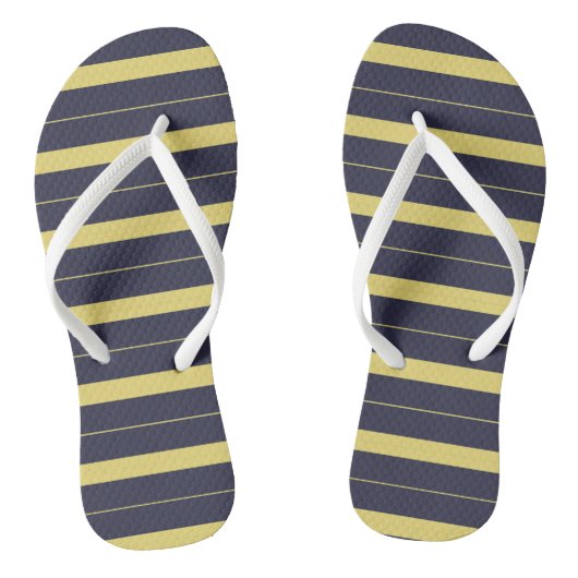 Blauw en Geel Gestreepd Teenslippers (Voetbed)