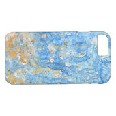 Blauw en Geel Goud Waterverf iPhone 7 Hoesje (Achterkant (Horizontaal))