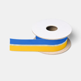 Blauw en Geel Gouden Strepen Satijnen Lint