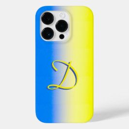 Blauw en geel gradiënt Oekraïne Geïnspireerd monog Case-Mate iPhone 14 Pro Hoesje