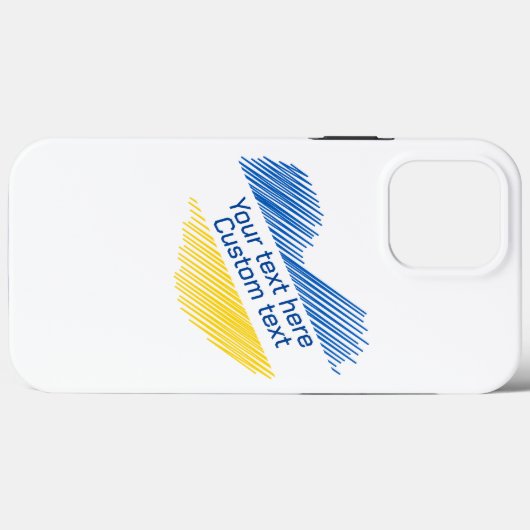 Blauw en geel hart. Eigen Tekst. Case-Mate iPhone Case (Achterkant (horizontaal))