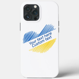 Blauw en geel hart. Eigen Tekst.  Case-Mate iPhone Case