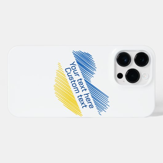 Blauw en geel hart. Eigen Tekst. iPhone Hoesje (Achterkant horizontaal)