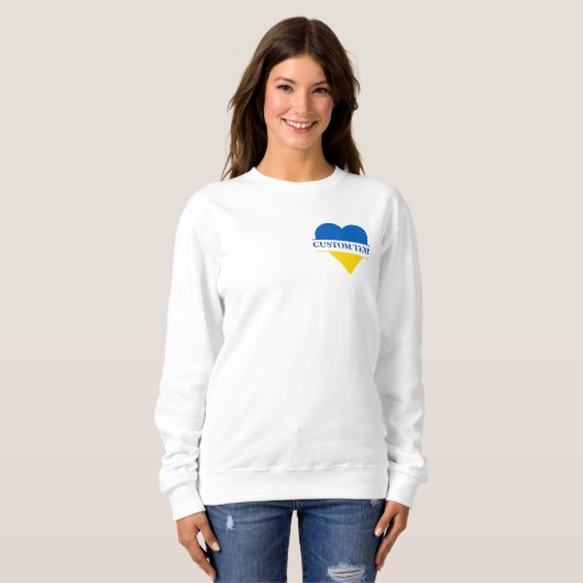 Blauw en geel hart. Eigen Tekst. Trui (Voorkant volledig)