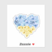 Blauw en geel hart, Floral Oekraïense vlag Sticker (Vel)