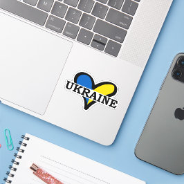 Blauw en geel hart, kleuren van de Oekraïense vlag Sticker