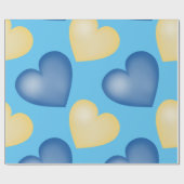 Blauw en geel. Hart. Liefde Cadeaupapier (Vlak)