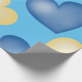 Blauw en geel. Hart. Liefde Cadeaupapier (Hoek)