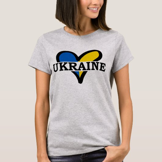 Blauw en geel hart met inscriptie Oekraïne T-shirt (Voorkant)