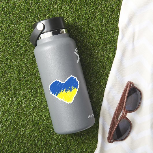 Blauw en geel hart, Oekraïense vlag kleuren Sticker (HydroFlask Insitu)