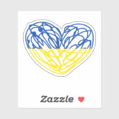 Blauw en geel hart, Oekraïense vlag kleuren Sticker (Vel)