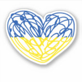 Blauw en geel hart, Oekraïense vlag kleuren Sticker (Voorkant)