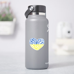 Blauw en geel hart, Oekraïense vlag kleuren Sticker