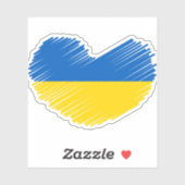 Blauw en geel hart, Oekraïense vlag kleuren Sticker (Vel)