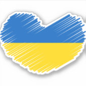 Blauw en geel hart, Oekraïense vlag kleuren Sticker (Voorkant)