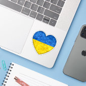 Blauw en geel hart, Oekraïense vlag kleuren Sticker (Laptop met iPhone)