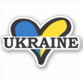 Blauw en geel hart, Oekraïense vlag kleuren Sticker (Voorkant)