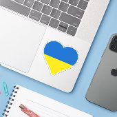 Blauw en geel hart, Oekraïense vlag kleuren Sticker (Laptop met iPhone)