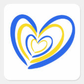 Blauw en geel hart ondersteunen Oekraïne Vrede zon Vierkante Sticker (Voorkant)