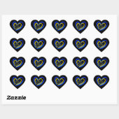 Blauw en geel hart op zwarte Ukrianinspiraties Hart Sticker (Vel)