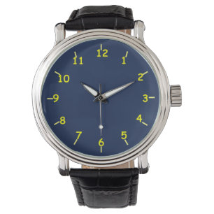 Blauw en geel horloge