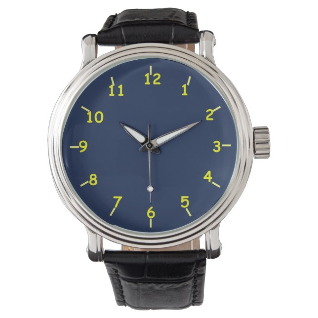 Blauw en geel horloge (Voorkant)