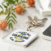 BLAUW EN GEEL IK STAND MET OEKRAÏNE SLEUTELHANGER (Zijkant)