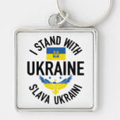 BLAUW EN GEEL IK STAND MET OEKRAÏNE SLEUTELHANGER (Voorkant)