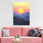 Blauw en Geel Illustratie Bergcanvas Canvas Afdruk (Insitu (Woonkamer))