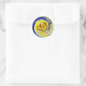 Blauw en geel initiaal ronde sticker (Tas)