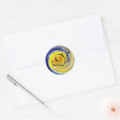 Blauw en geel initiaal ronde sticker (Envelop)