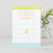 Blauw en Geel Jongen Chick Baby shower Bingo Kaart (Staand voorkant)