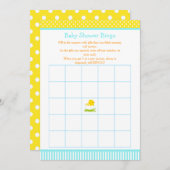 Blauw en Geel Jongen Chick Baby shower Bingo Kaart (Voorkant / Achterkant)