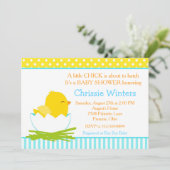 Blauw en Geel Jongen Chick Baby shower Kaart (Staand voorkant)