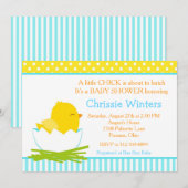 Blauw en Geel Jongen Chick Baby shower Kaart (Voorkant / Achterkant)