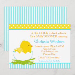 Blauw en Geel Jongen Chick Baby shower Kaart