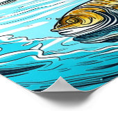 Blauw en Geel Kat en Vis Spelletjes Ai Art Poster (Hoek)