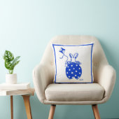 Blauw en geel konijn met vliegerkussen kussen (Stoel)