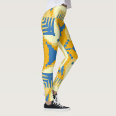 Blauw en geel Kruispatroon Leggings (Rechts)