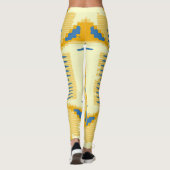 Blauw en geel Kruispatroon Leggings (Achterkant)