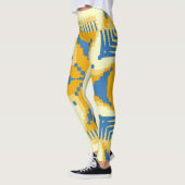 Blauw en geel Kruispatroon Leggings (Links)