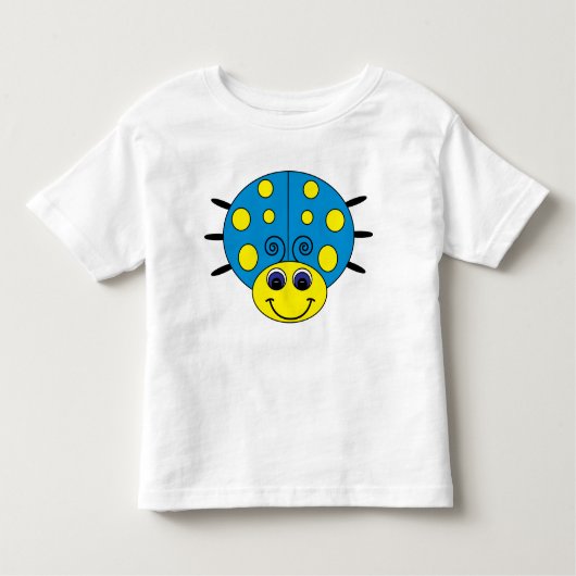 Blauw en geel Ladybug Kinder T-Shirt (Voorkant)