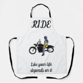 Blauw en geel leer tijdens een motorrace schort (Voorkant)