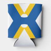 Blauw en Geel Letter X Monogram Blikjeskoeler (Voorkant)